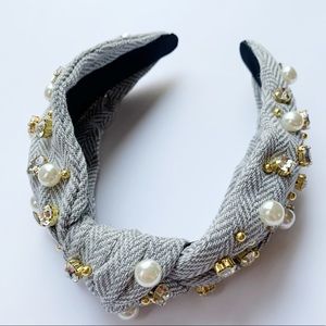 Gray Pearl & Crystal headband
